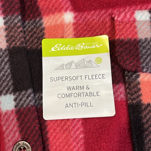✨Eddie Bauer✨ NWT Plus Size Quest Plaid Flannel Shirt Size XXL/2XL Red Black - Picture 6 of 12